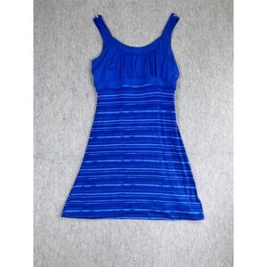 k154. Alpine Design Blue Striped Active Athletic Hiking Dress Built-in Bra L